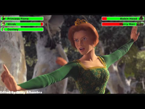 Princess Fiona vs. Robin Hood & Merry Men with healthbars