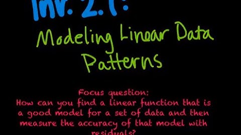 TWMM - Inv. 2.1 - Modeling Linear Data Patterns