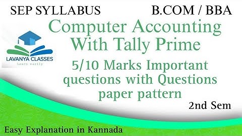 Computer Accounting With Tally Prime B com /BBA 5 and 10 marks Important Questions with blue print