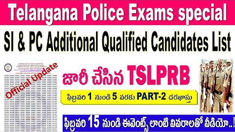 SI & PC PET Additional Qualified Candidates List released by TSLPRB for all Aspirant by SRINIVASMech
