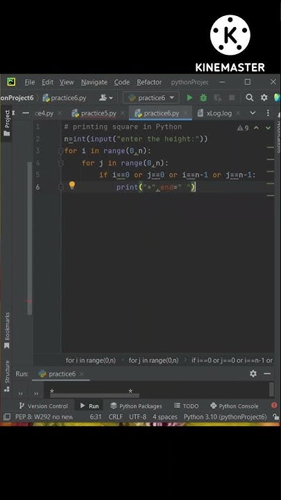 Printing Square in Python using for loop|| Square Printing||#python3 # ...