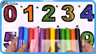 ( Numbers ) Learn Numbers with BIG Marker Pen Glitter  Coloring Pages / Akn Kids House