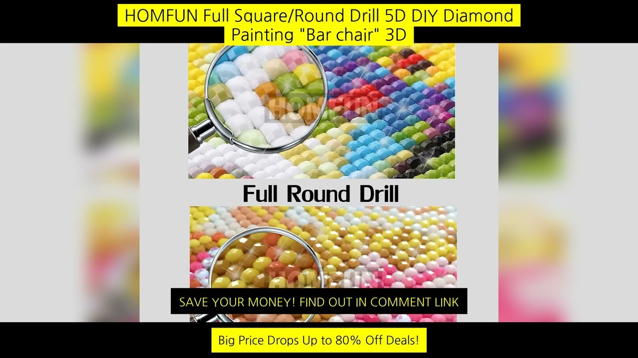 Homfun Full Square/Round Drill 5D Diy Diamond Painting "Bar Chair" 3D Diamond