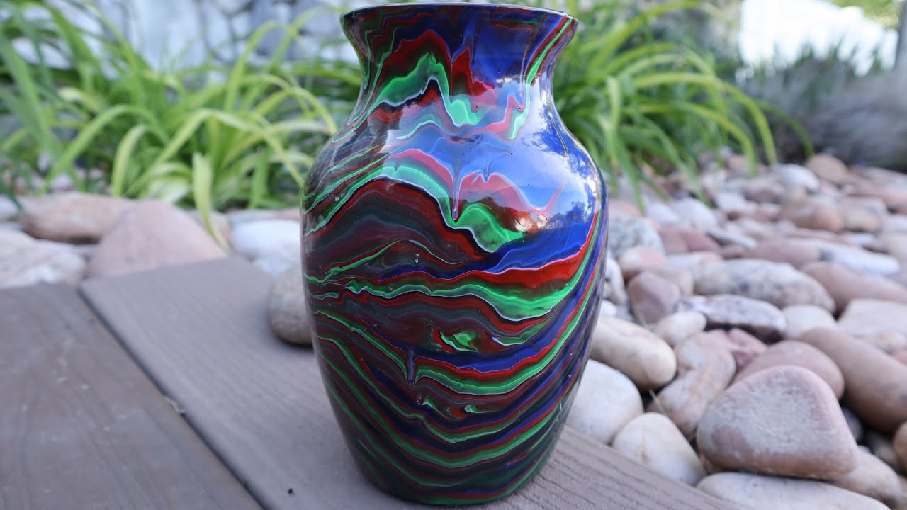 Homemade Vase Acrylic Pour On A Glass Vase DIY Vase YouTube