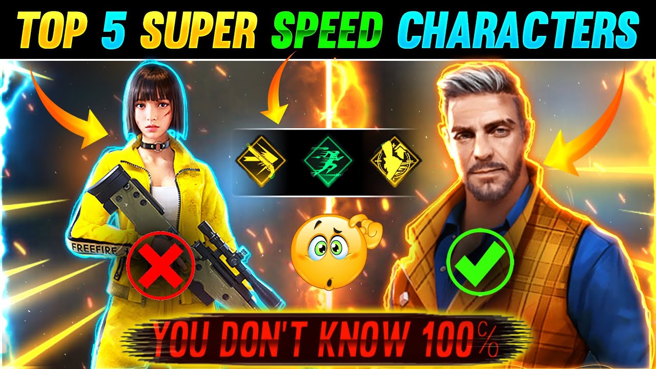 Top 5 ( Super️ Speed ) Characters Skills In Free Fire - YouTube