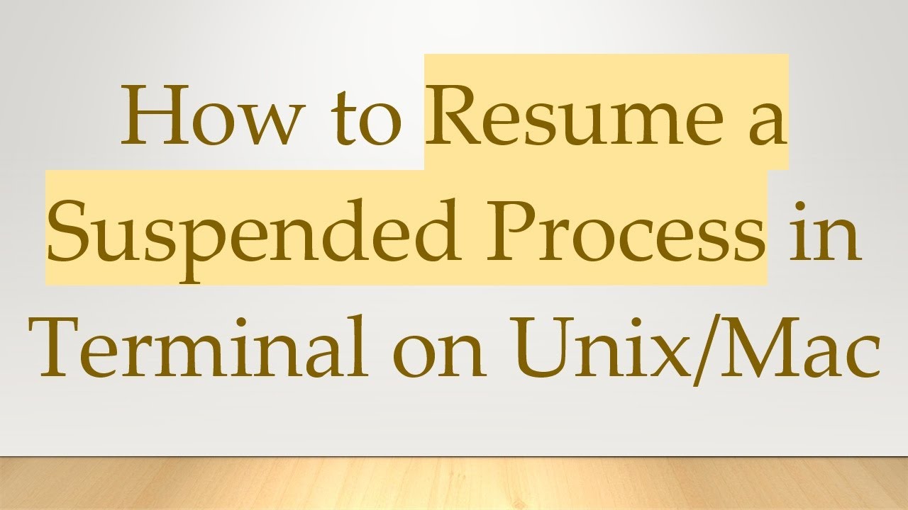 How to Resume a Suspended Process in Terminal on Unix/Mac