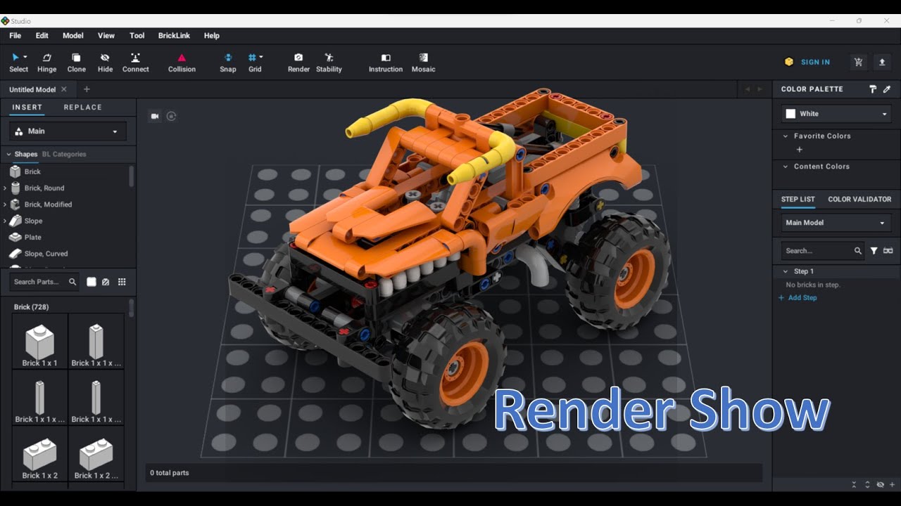 Lego set: Technic:42135-1 in Bricklink Studio (Render Show)