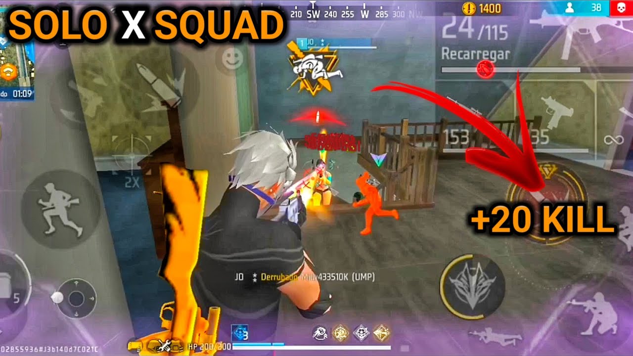 RUSH FRENÉTICO!! +20 KILLS SOLO VS SQUAD INSANO no FREE FIRE MOBILE ...