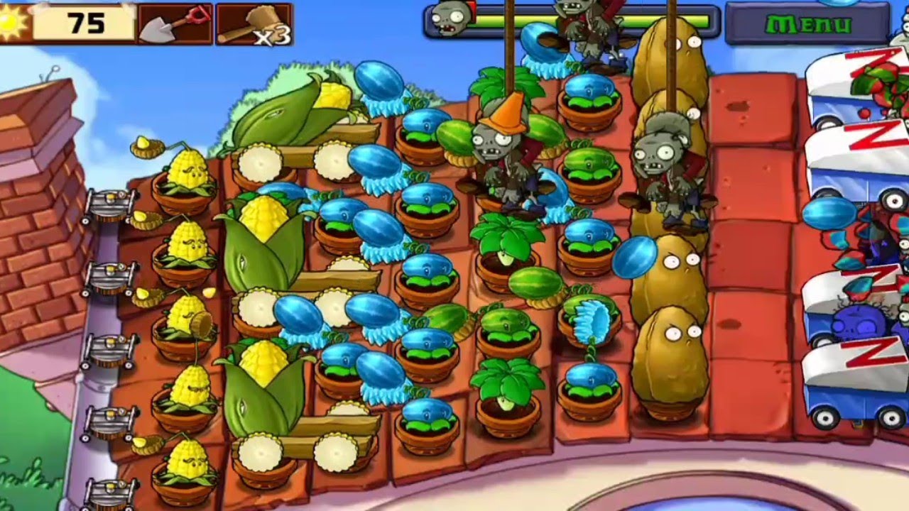 Plants vs Zombies: Survival Mode Roof Gameplay ( 5 flags Completed ...