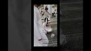 Cute Girl Child With Father In Masjid 