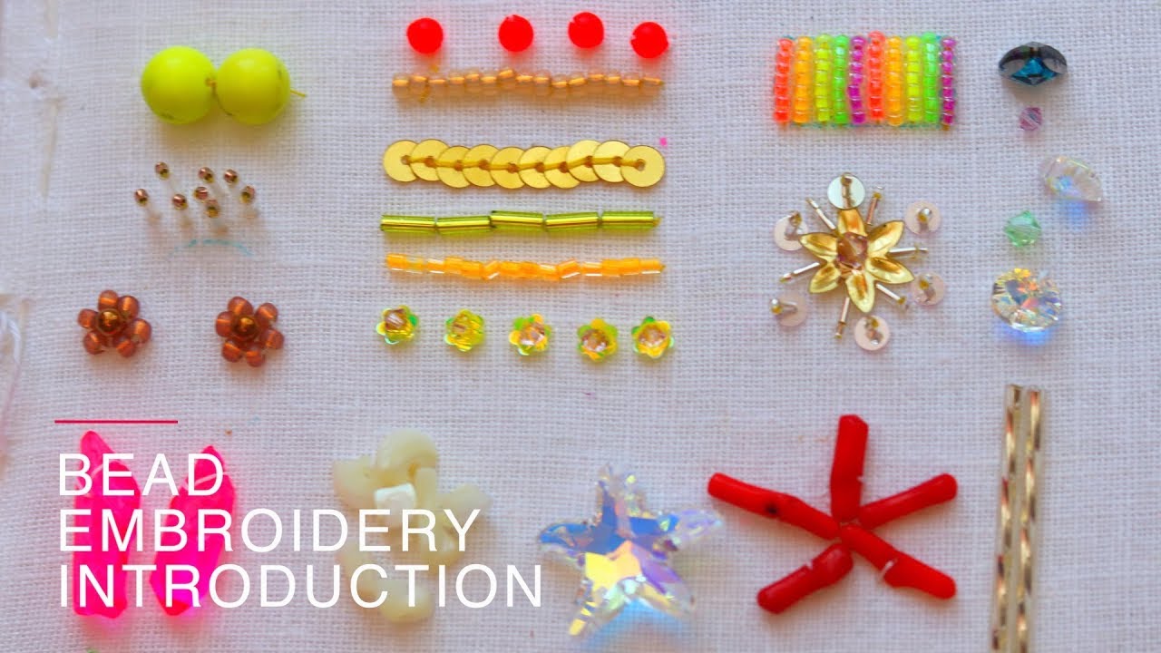 Beads embroidery Basic stitches I Introduction to Hand embroidery bead  tutorial PART 6 