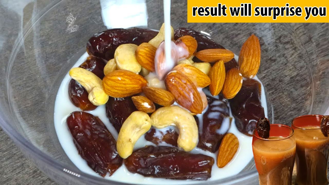 How to Make Dates Juice Add Milk into Dates and Nuts the result will