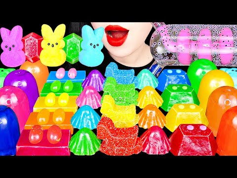 ASMR RAINBOW DESSERTS KOHAKUTO 신기한 물 먹방, 무지개 목마 PEEPS MARSHMALLOW, CHOCOLATE, JELLY EATING MUKBANG먹방