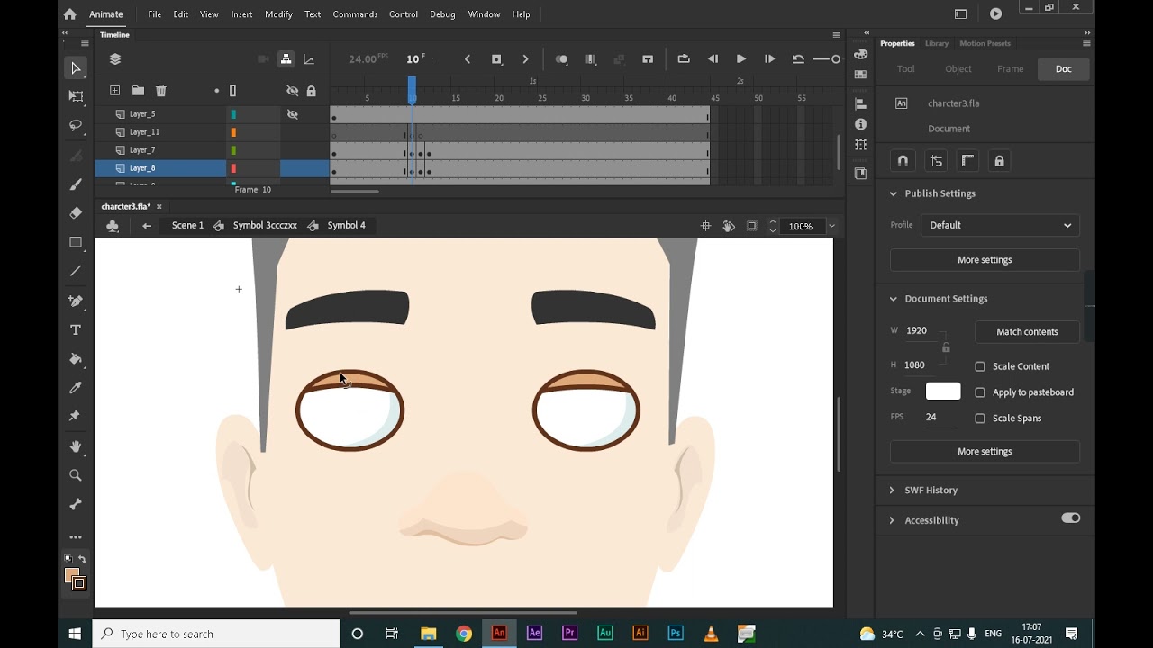 16 day class Adobe Animate CC// Eyes Blinking class