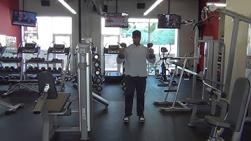 Dumbbell Walking Lunges to Curl to Press