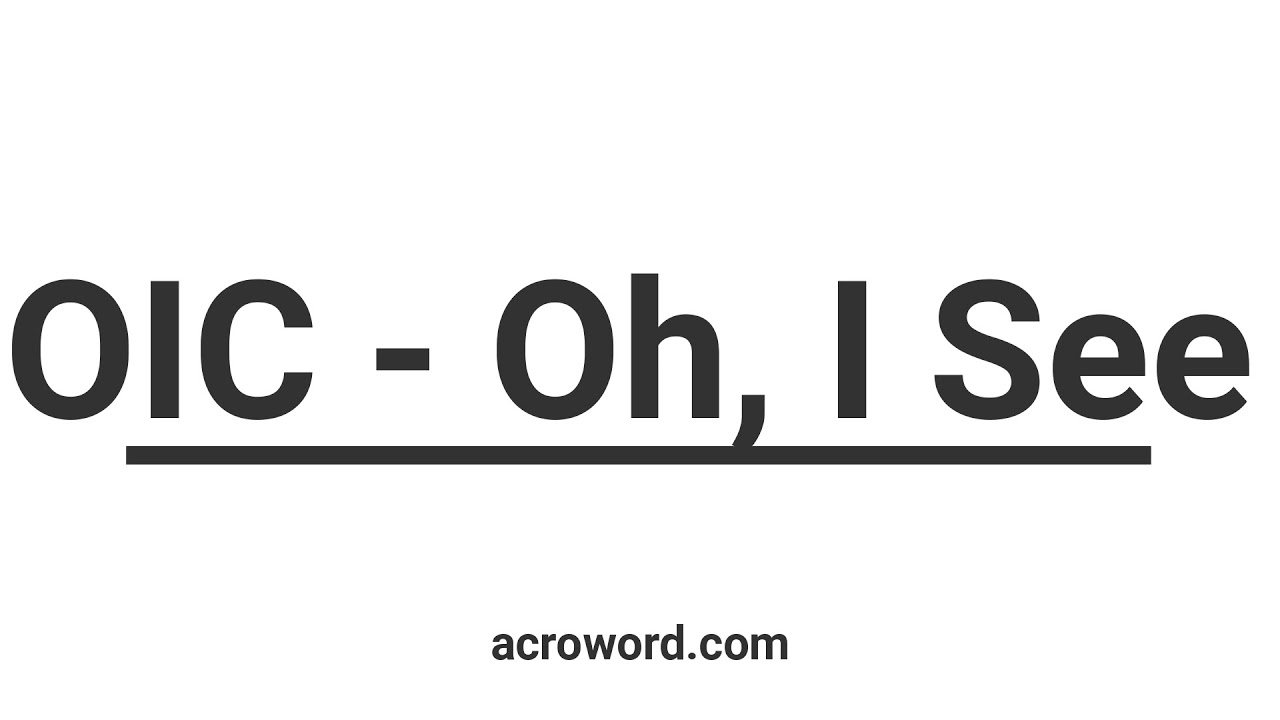OIC Oh, I See YouTube