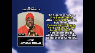 Urie Simeon Belle ~ Short Obituary