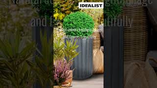 Patio Design Ideas: Modern Ribbed Black Round Outdoor Planter #shorts #getpotted #idealistplanters
