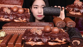 Chocolate Party가나슈 초코크림케이크, 초코 아이스크림 케이크, 편의점 초코디저트 먹방 & 레시피 Chocolate Dessert MUKBANG ASMR