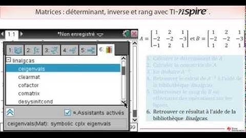 Matrices sur TI-Nspire™ - Déterminant, inverse, rang d
