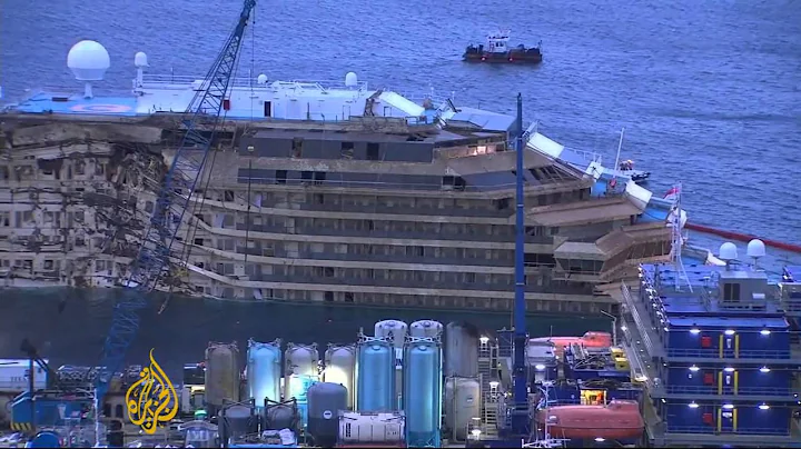 Costa Concordia cruise liner set upright