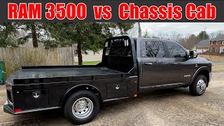 Ram 3500 vs Ram 3500 Chassis Cab / Comparing trucks and loading our Truck camper on a flatbed