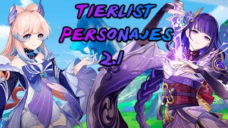 Tierlist de personajes de la 2.1 - Genshin Impact