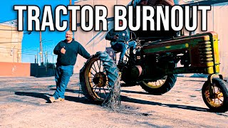 DOING A BURNOUT TILL THE TIRES FALL APART On A 50 Year Old John Deere Tractor! It Runs! PART 2