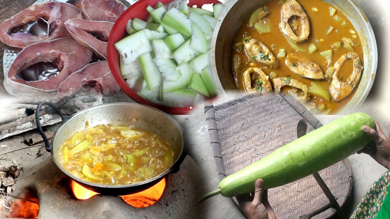 মাটির চুলায় লাউ দিয়ে মাছ রান্না, গ্রামের আসল ঘ্রাণ ও স্বাদ, Bangla Village Cooking, Mia Bari Kitche