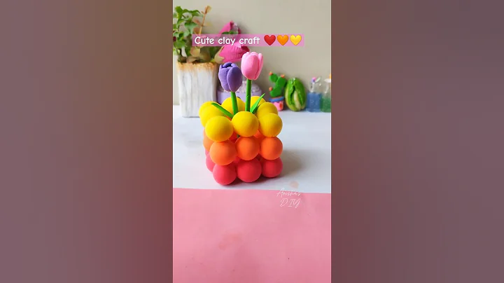 DIY clay flower pot ❤️🧡💛. #art #craft #clay #diy #youtubeshorts