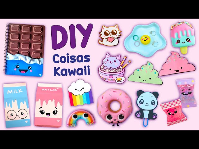 12 COISAS KAWAII DIY – MATERIAL ESCOLAR KAWAII – ARTESANATO EM