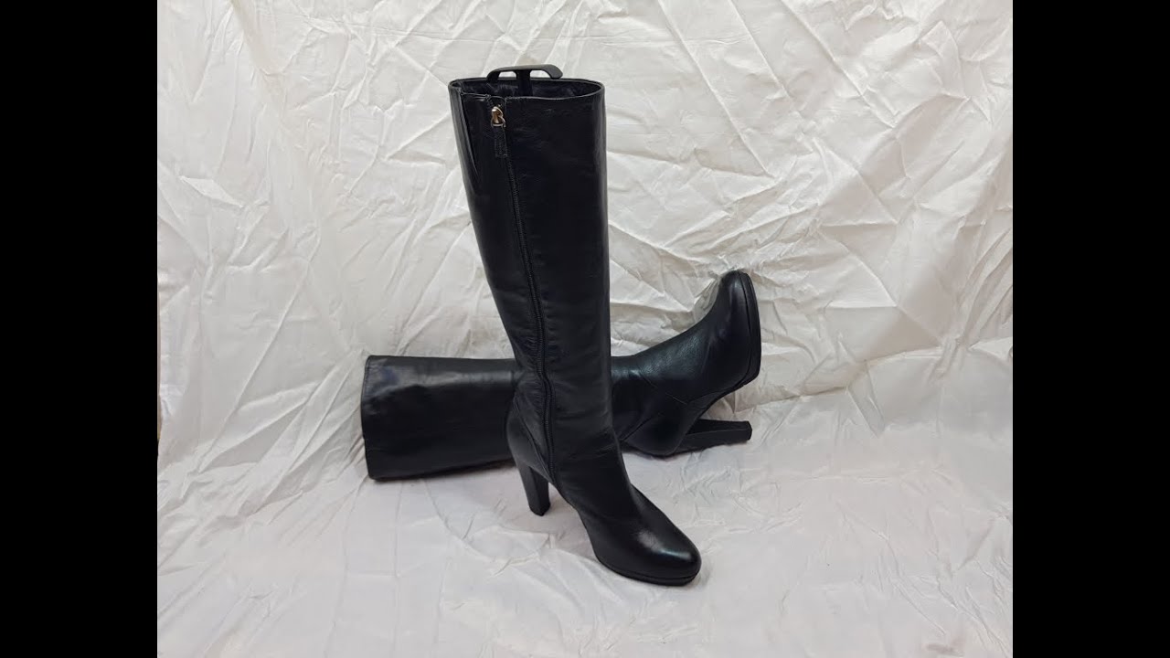 Black platform vintage knee high boots women high heels YouTube