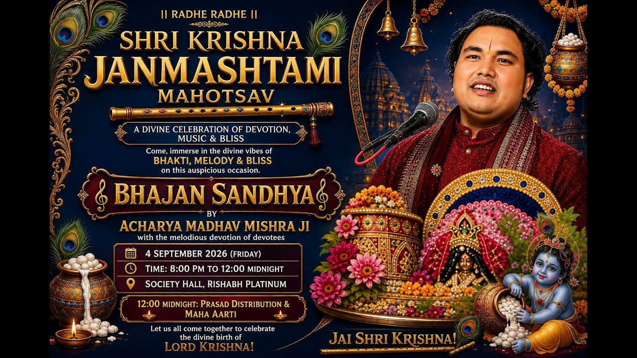 LIVE भजन संध्या | श्रीकृष्ण जन्माष्टमी के शुभ अवसर |आचार्य माधव कृष्ण जी (श्रीधाम वृंदावन)