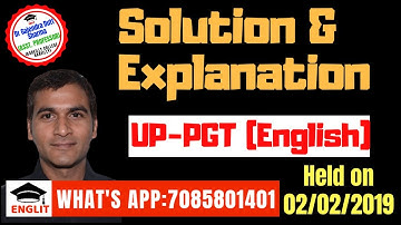 Solution of UP-PGT-English, Held on 02/02/019.