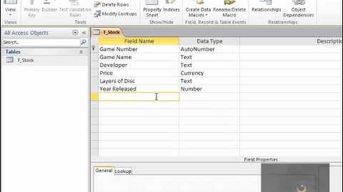 1.1 (2010) Creating a Table in Access 2010