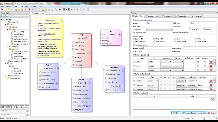 QxEntityEditor : C++ Qt entity editor and code generator for QxOrm library (C++ ORM)