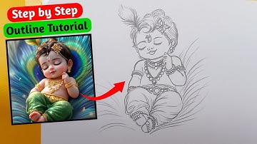LITTLE KRISHNA DRAWING😍 | HOW TO DRAW CUTE KRISHNA | EASY KRISHNA DRAWING PANCIL SKETCH |