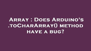 Array : Does Arduino