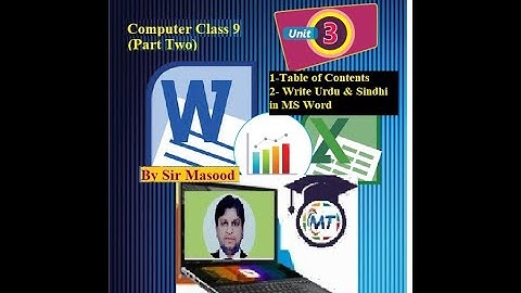 Class 9 New Syllabus Computer unit 3, Table of Contents , Urdu & Sindhi in Word by Sir Masood Abbasi