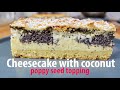 Cheesecake with coconut poppy seed topping creamy delicious recipe by a Master Baker