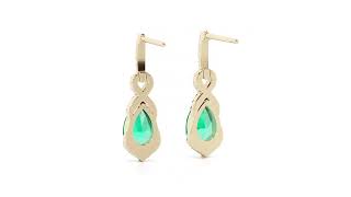 Peora 14K Yellow D Created Colombian Emerald And Lab Grown Diamond Infinity Drop Earrings E19400