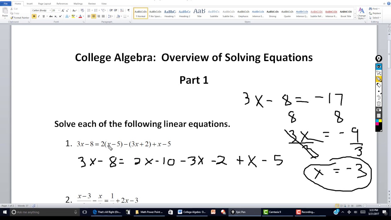 college algebra and problem solving