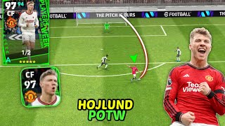 Rasmus Hojlund POTW Card Review in efootball 2024 Mobile : Crazy Finishing 😍