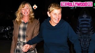 Ellen DeGeneres \& Portia De Rossi Hold Hands While Arriving For Date Night Together At Craig's