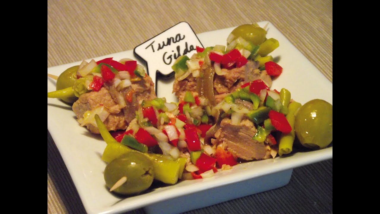 Como hacer un Pintxo tradicional vasco Gilda de atún YouTube
