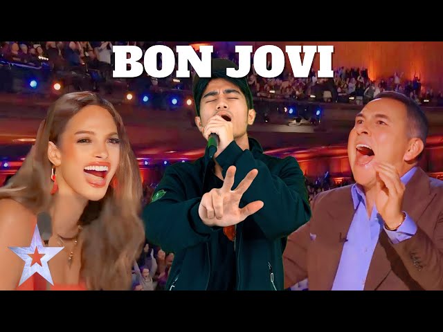 Golden Buzzer Bon Jovi song with a truly extraordinary voice Parody class=