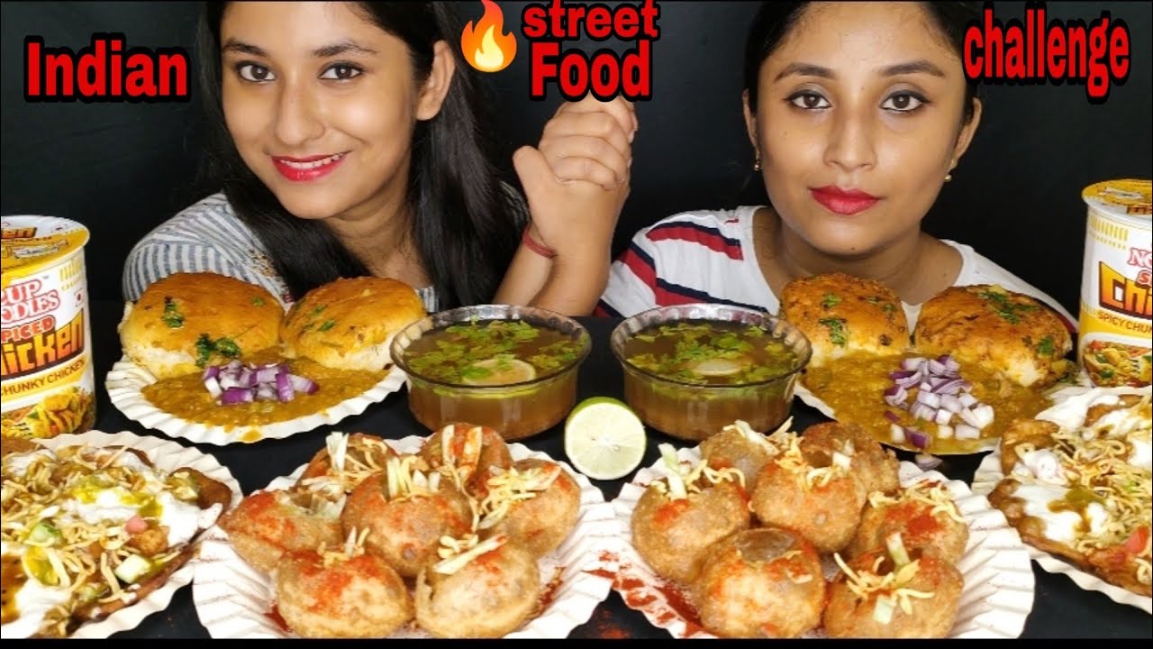 ASMR Eating🔥spicy Indian Street food 😋|Panipuri Challenge,Pav Bhaji,Papdi Chat, Noodles Challenge