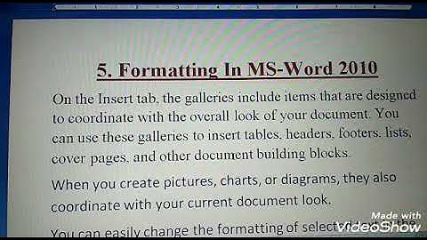 Class 4th | Chapter 5: Formatting In MS-WORD 2010 (Part 1)