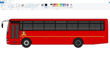 How to draw New MSRTC Bus in Ms Paint | New Lalpari BS6 Bus drawing | Ms Paint Drawing.
