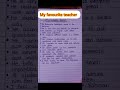 My Favourite Teacher Essay Writing Write An Essay On My Favourite Teacher In English 